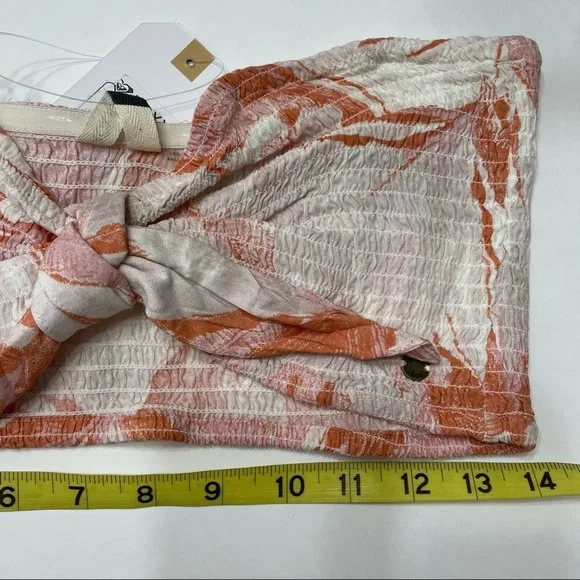 Roxy NWT floral peach coral white knot tie bandeau - Picture 8 of 12